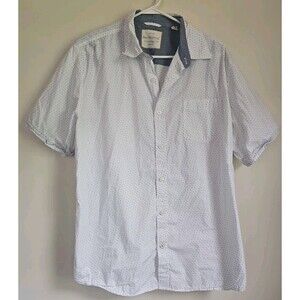 Men's Original Weatherproof Vintage Short sleeve Button Up XL White With Blue